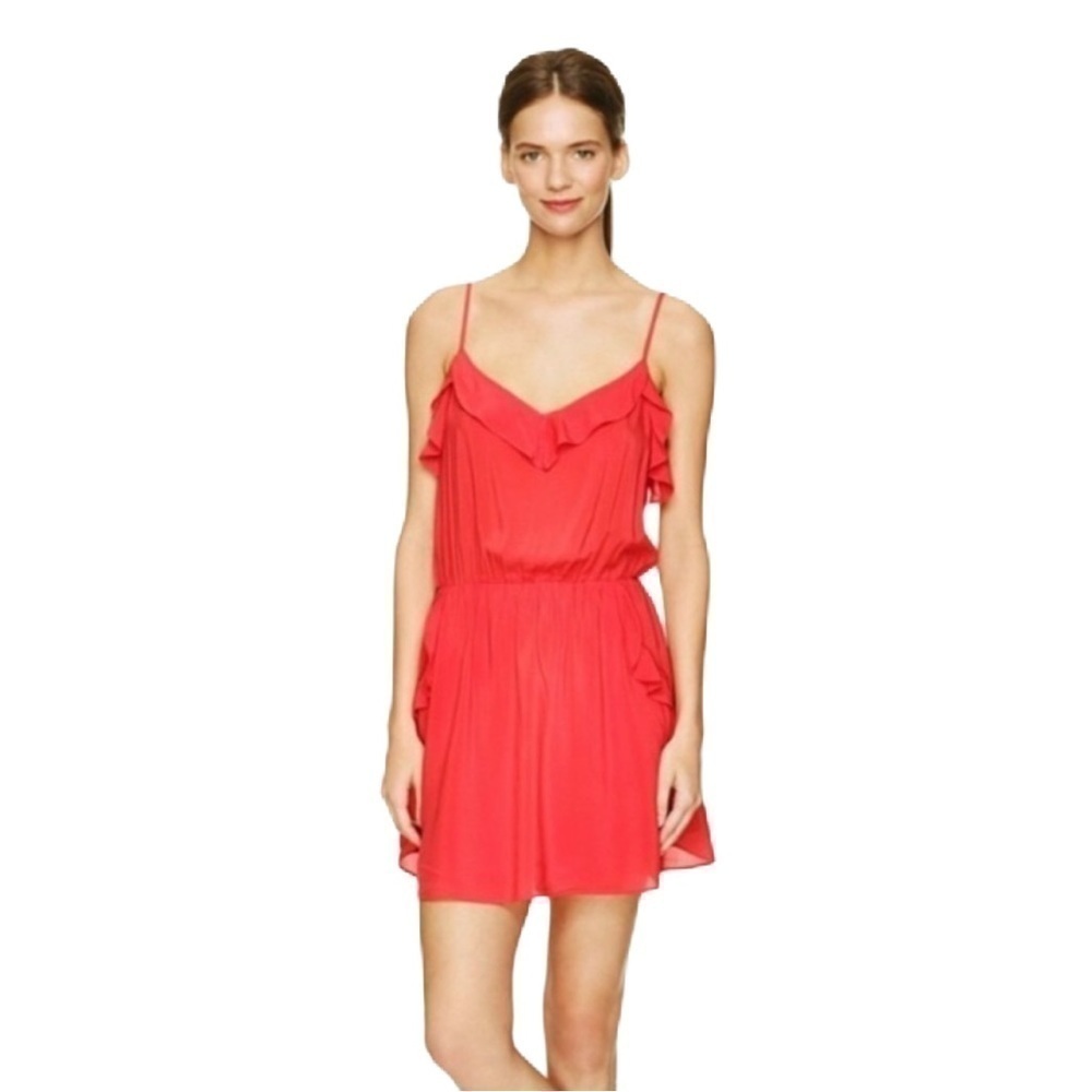 SzXS Talula Ulla Coral Ruffled Mini Dress with Side Pockets VGUC